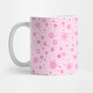 Delicate Pink Snowflake Winter Pattern Mug